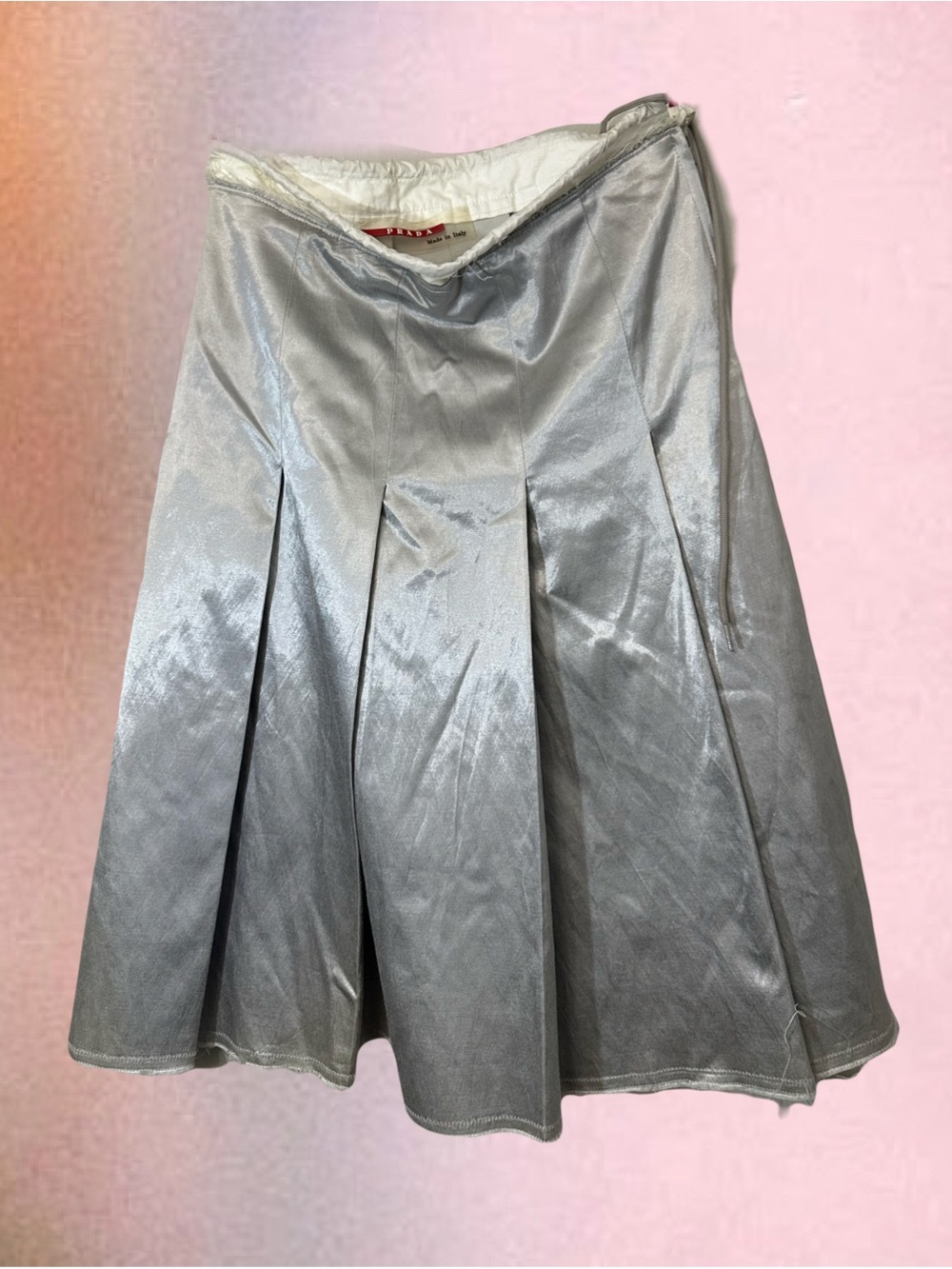 PRADA SPORT / LINEA ROSSA Silver Double-Waist Skirt (c. late 1990s–early 2000s)